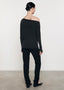 enza costa cashmere cuffed off the shoulder l/s long sleeve in charcoal 