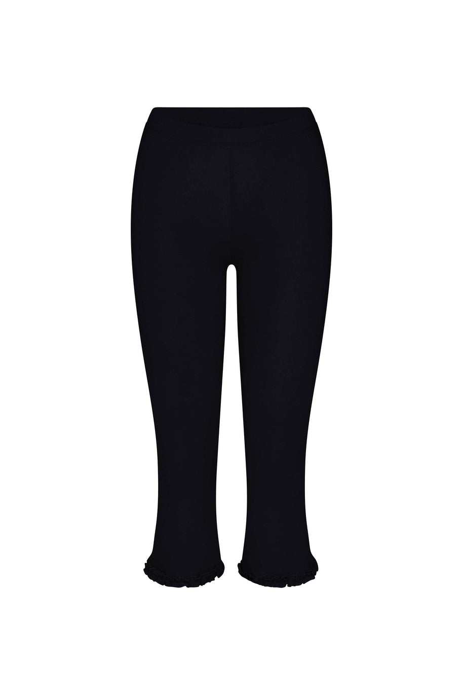 Rat Boi Ruffle Capri in Onyx - Black Legging Capri - Cropped Ruffle leggings 