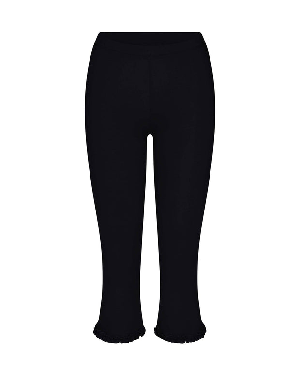 Rat Boi Ruffle Capri in Onyx - Black Legging Capri - Cropped Ruffle leggings 