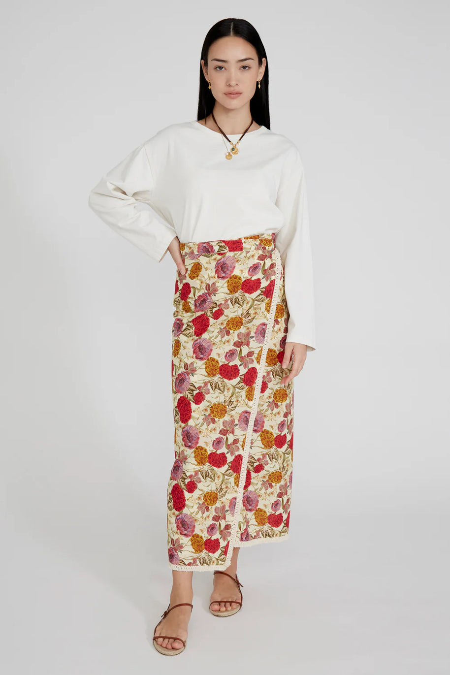 Rika wrap skirt marigold - Chan Luu - wrap skirt - floral skirt 