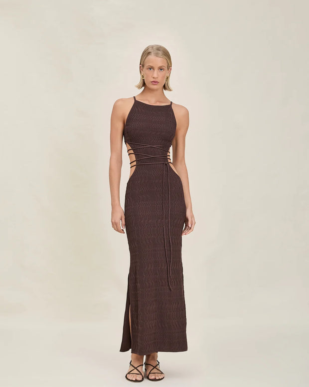 Devon windsor victoria secret model brand - devon windsor swim - monroe dress coco  - knit dress brown