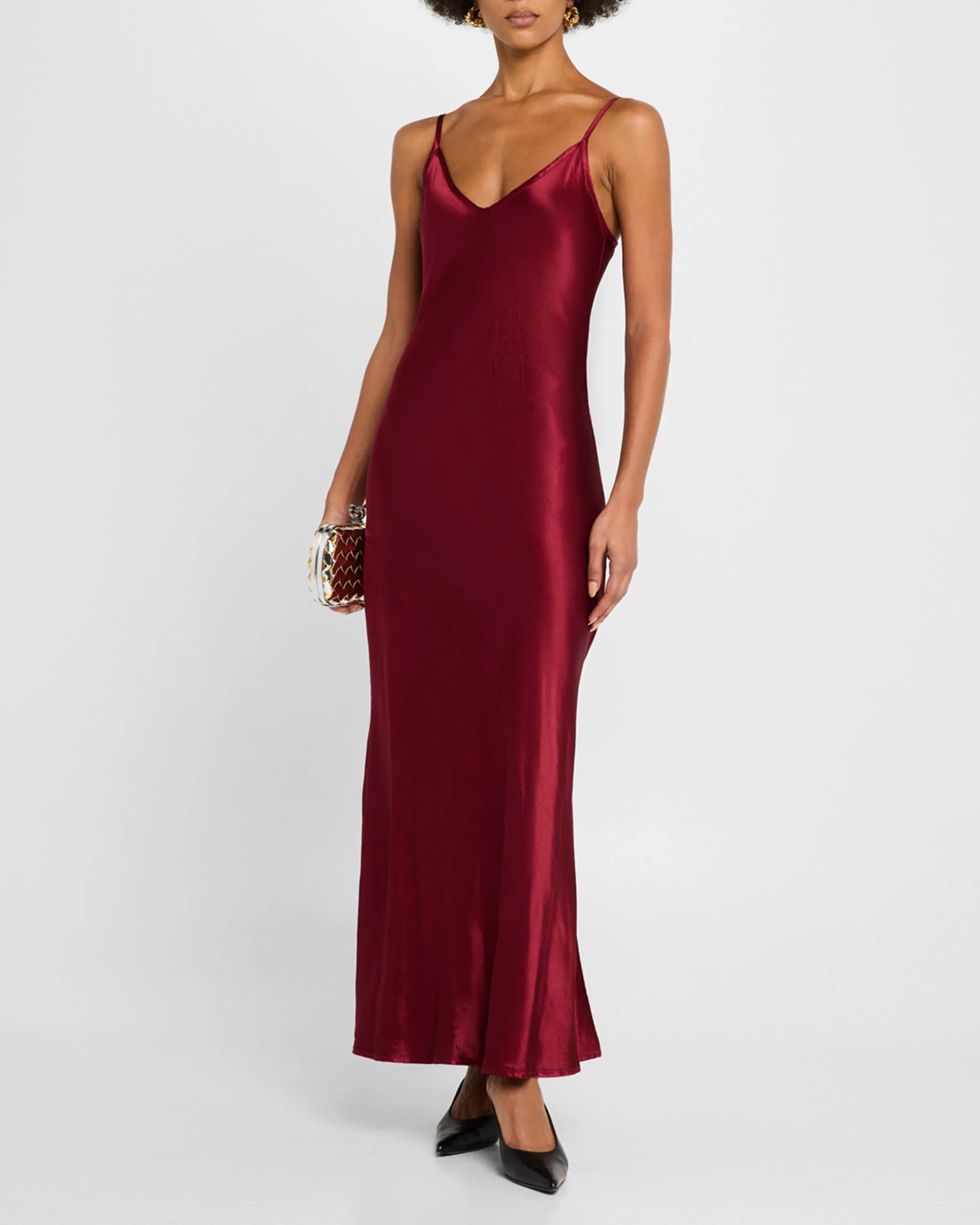 Enza Costa Bias Cut Slip Dress, Ruby Red Slip Dress, Red Dress, Red Maxi Silk Dress 