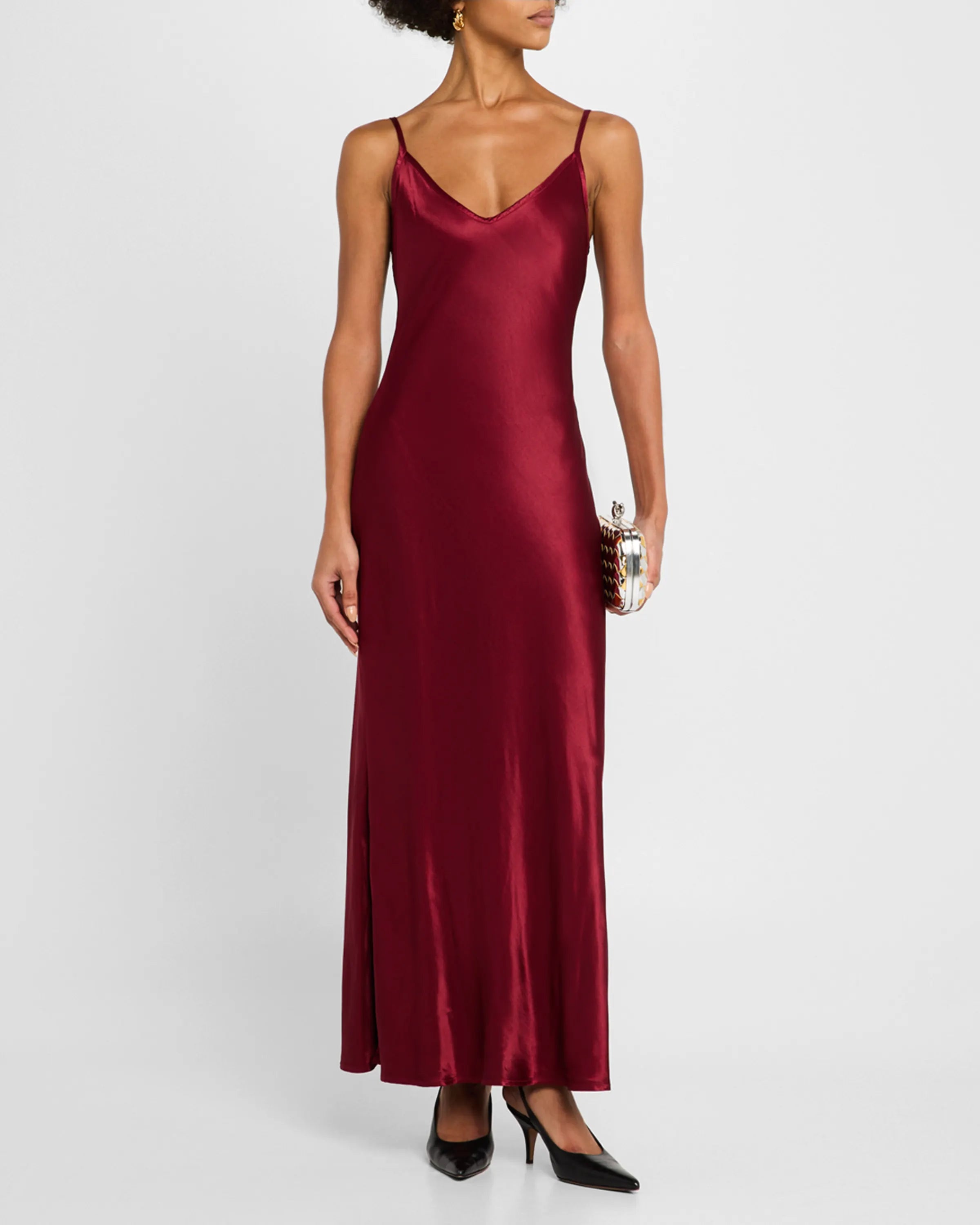 Enza Costa Bias Cut Slip Dress, Ruby Red Slip Dress, Red Dress, Red Maxi Silk Dress 