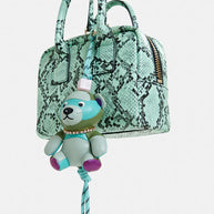 Blue blue bear-shaped keyring with rhinestone embellishment