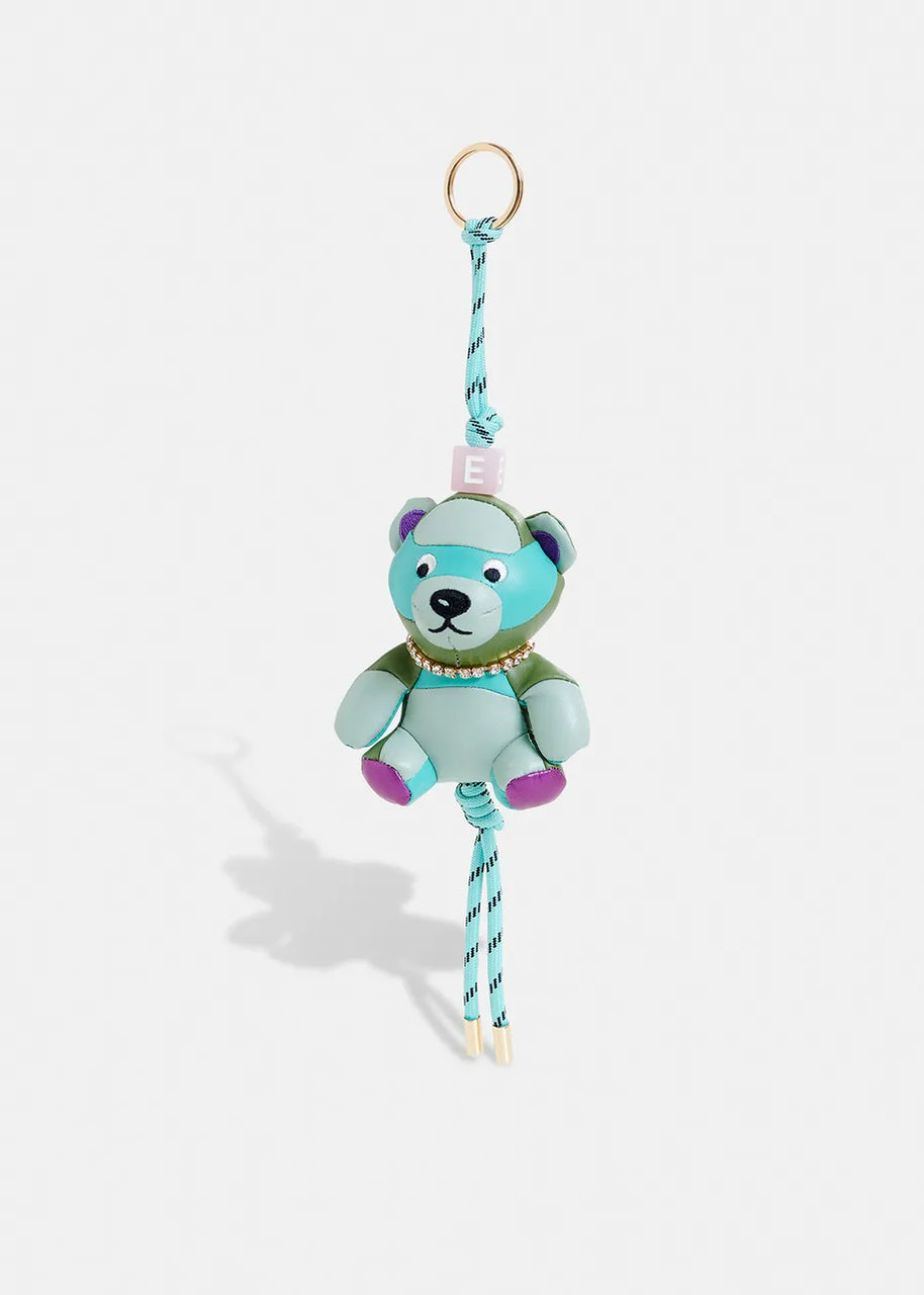 Blue blue bear-shaped keyring with rhinestone embellishment Essentiel Antwerp