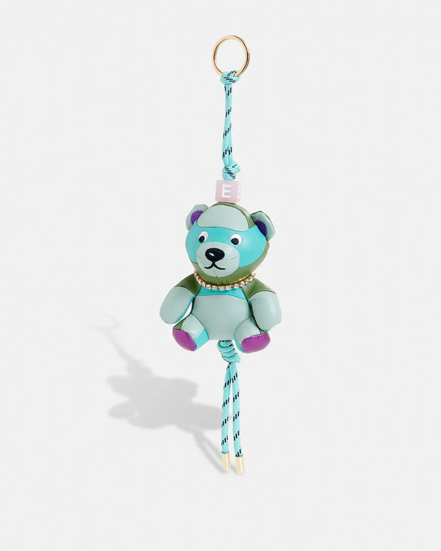 Blue blue bear-shaped keyring with rhinestone embellishment Essentiel Antwerp