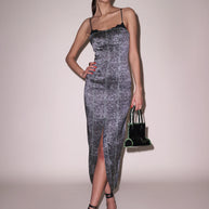 Fleur du Mal Margaux acid wash maxi dress. Holiday cocktail dress 