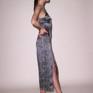 Fleur du Mal Margaux acid wash maxi dress. Holiday cocktail dress 