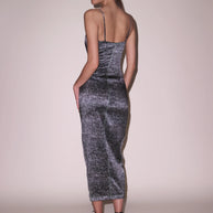 Fleur du Mal Margaux acid wash maxi dress. Holiday cocktail dress 