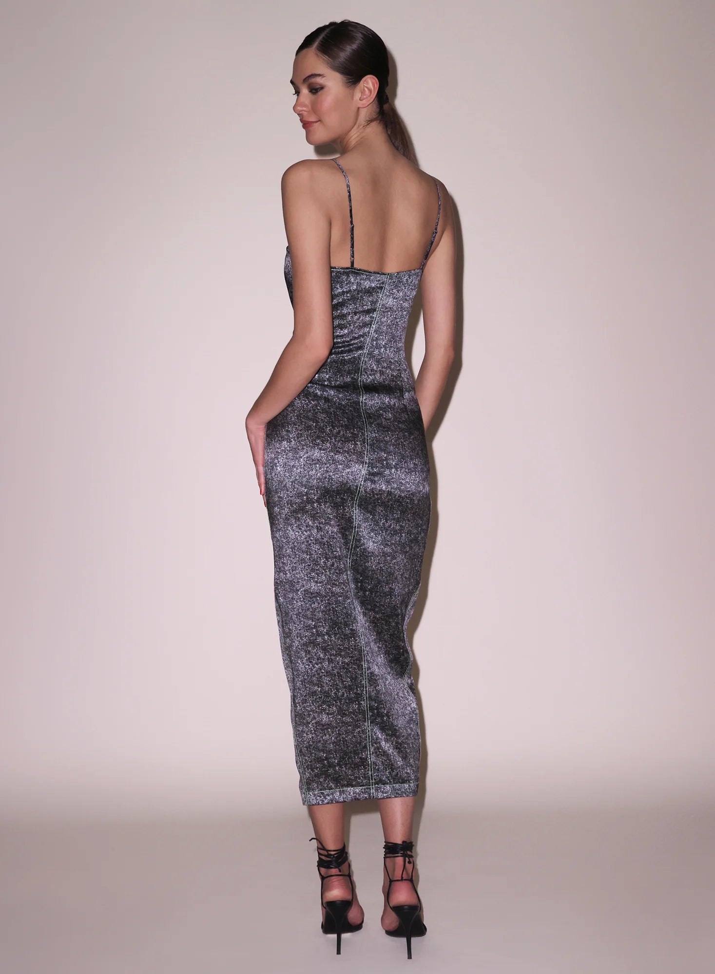 Fleur du Mal Margaux acid wash maxi dress. Holiday cocktail dress 