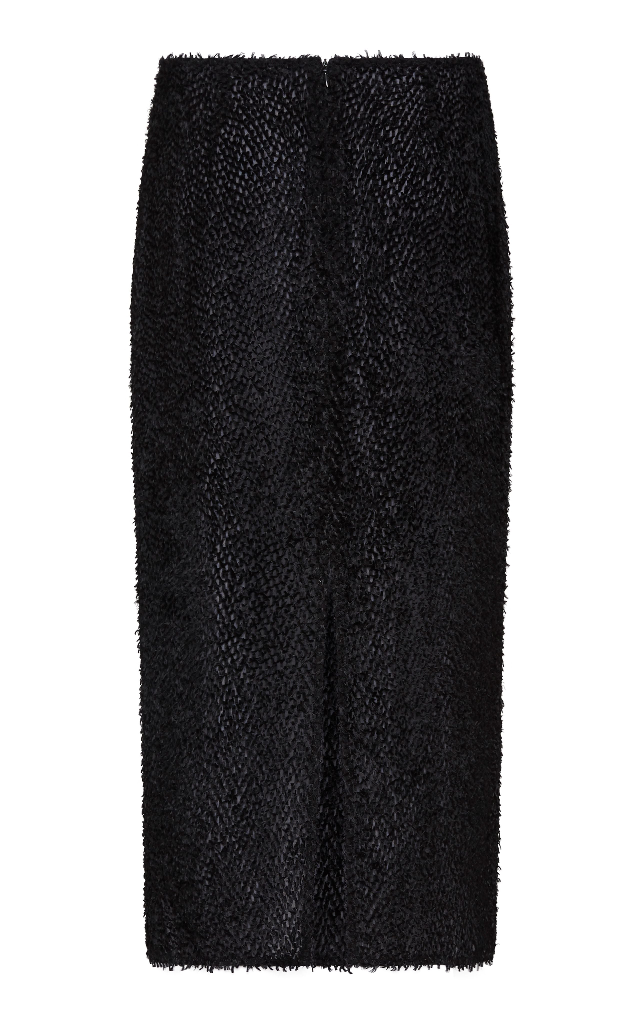 St. Agni Feathered Silk Skirt in Black 