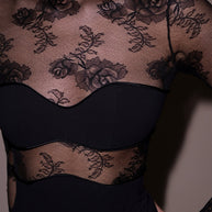 Fleur du Mal Bouquet Lace and Jersey Bodysuit in Black 