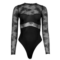 Fleur du Mal Bouquet Lace and Jersey Bodysuit in Black 