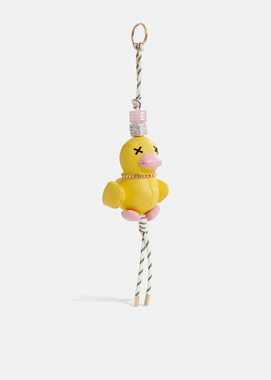 Yellow duck-shaped keyring with rhinestone embellishment