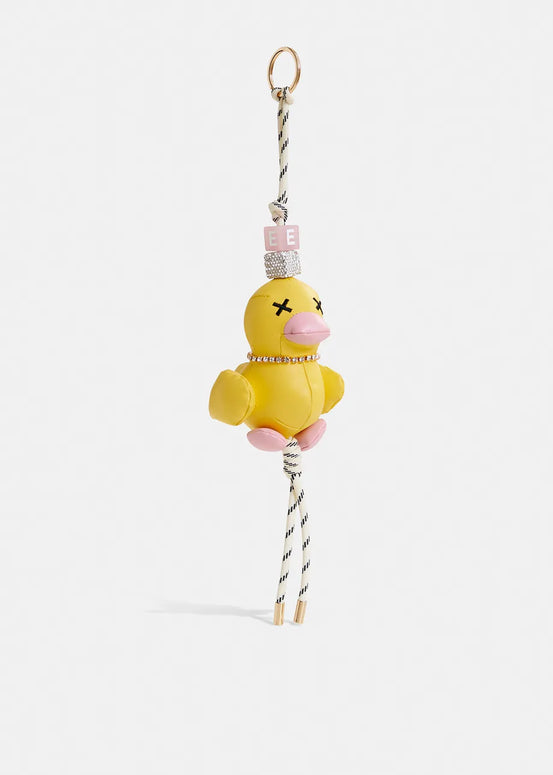 Yellow duck-shaped keyring with rhinestone embellishment