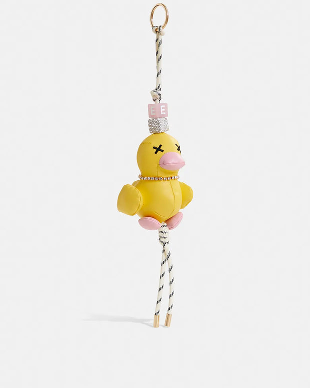 Yellow duck-shaped keyring with rhinestone embellishment