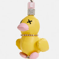 Yellow duck-shaped keyring with rhinestone embellishment