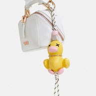 Yellow duck-shaped keyring with rhinestone embellishment