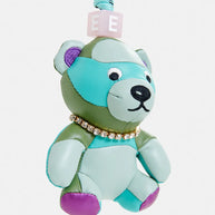 Blue blue bear-shaped keyring with rhinestone embellishment