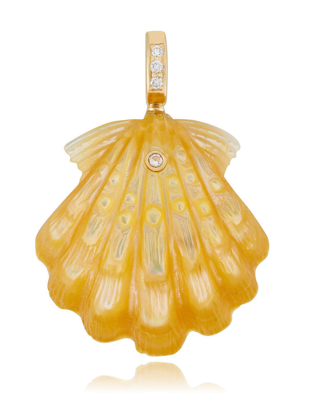 Gold Mother Of Pearl Scallop Shell Large