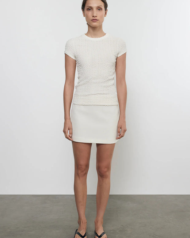 Enza Costa Crepe City Mini Skirt Cream 