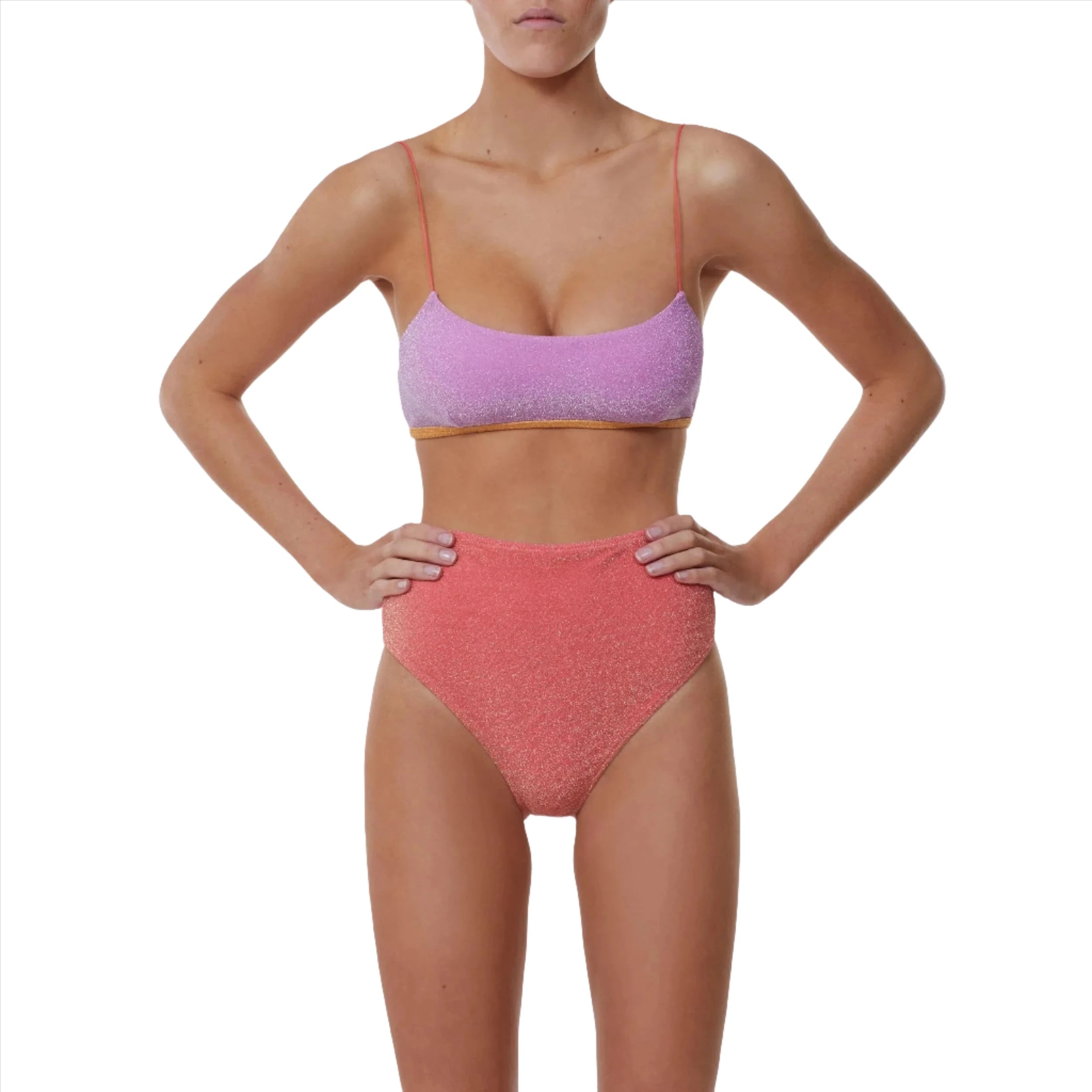 It's Now Cool Lurex Two Tone Bikini Crop Top