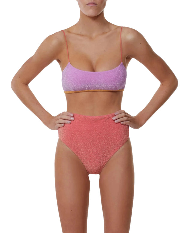 It's Now Cool Lurex Two Tone Bikini Crop Top