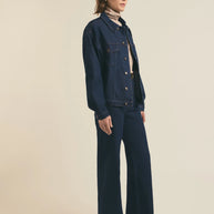 jordie super high rise wide leg favorite daughter in color pepper - dark wash high rise jeans