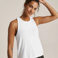 Beyond Yoga Featherweight Rebalance Tank in White, White work out loose fit tank, white muscle Womens workout tank 