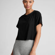 Beyond Yoga Featherweight Supreme Cropped Tee in Darkest Night, Womens Workout tee 