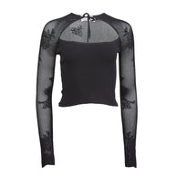 Fleur du Mal Lace Pointelle Knit Decollette Top 