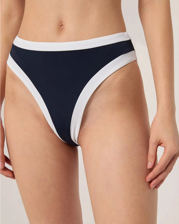 Onia navy and white high waisted bikini bottom