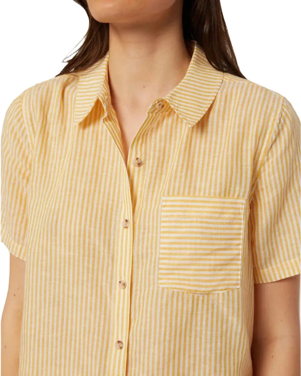 Air Linen Onia Shirt - Yellow and White Stripe Button Up Shirt