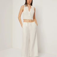 Onia Linen Rib Polo tank - Crop Polo top - white polo