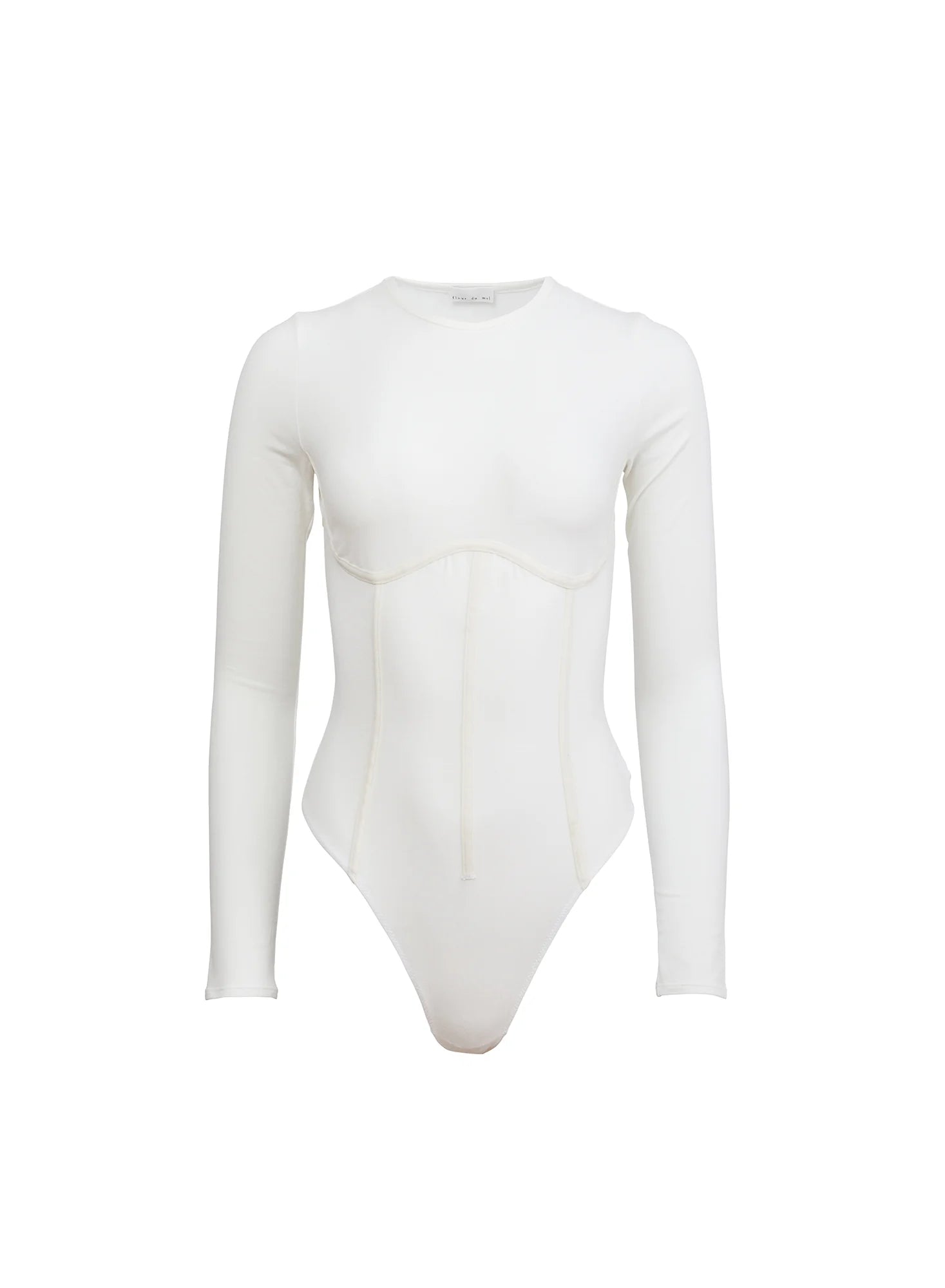 Fleur du Mal Cotton Long Sleeve Bodysuit, Fleur du Mal white bodysuit, Fleur du mal ivory long sleeve bodysuit 