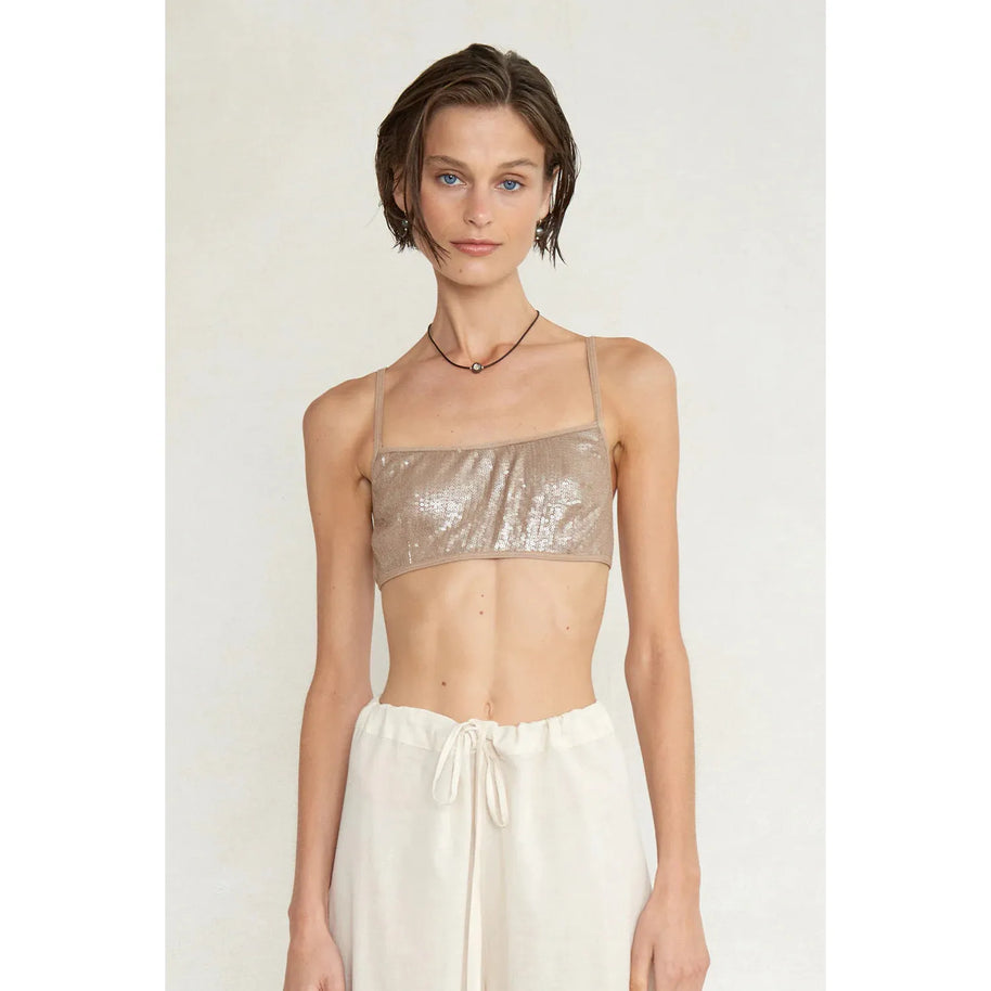 chan luu STELLA SEQUIN BRALETTE NUDE 