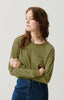 american vintage - american vintage pymaz tshirt womens - pym02bh24 - cropped long sleeve green tee 