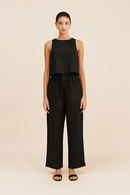 Posse Ducky Pant - Black linen pants - Posse linen pants