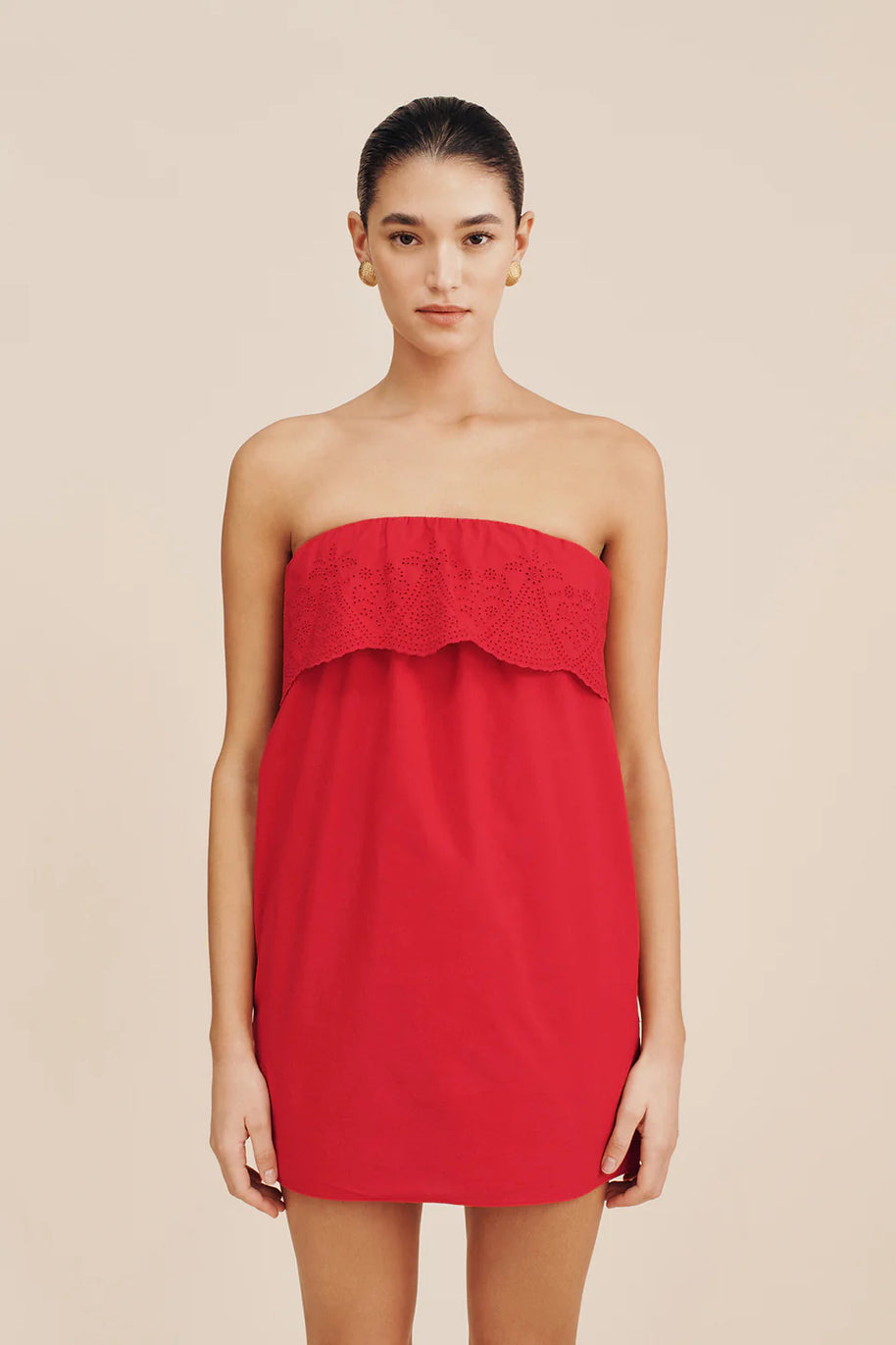 Posse Beryl Strapless Mini Dress - Red Mini Dress- Holiday Mini Dress- Strapless Mini Dress - Posse 