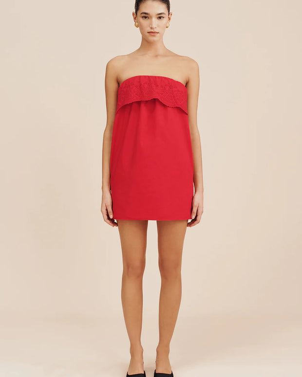 Posse Beryl Strapless Mini Dress - Red Mini Dress- Holiday Mini Dress- Strapless Mini Dress - Posse 