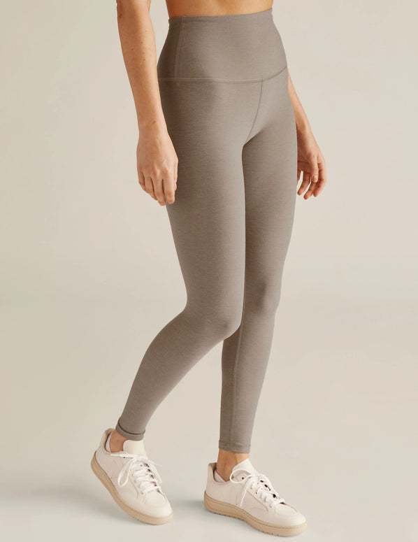 Beyond Yoga Birch Heather Spacedye Caught in The Midi High Waisted Legging Beige 