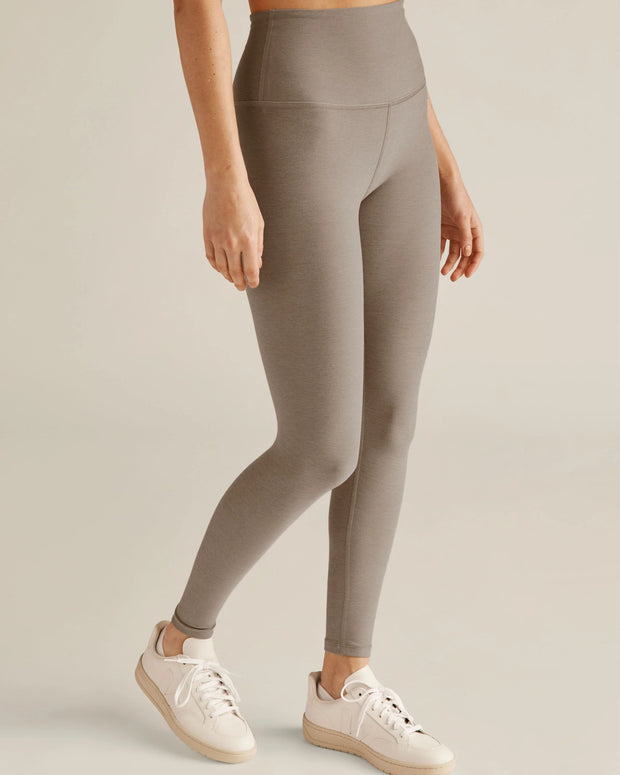 Beyond Yoga Birch Heather Spacedye Caught in The Midi High Waisted Legging Beige 