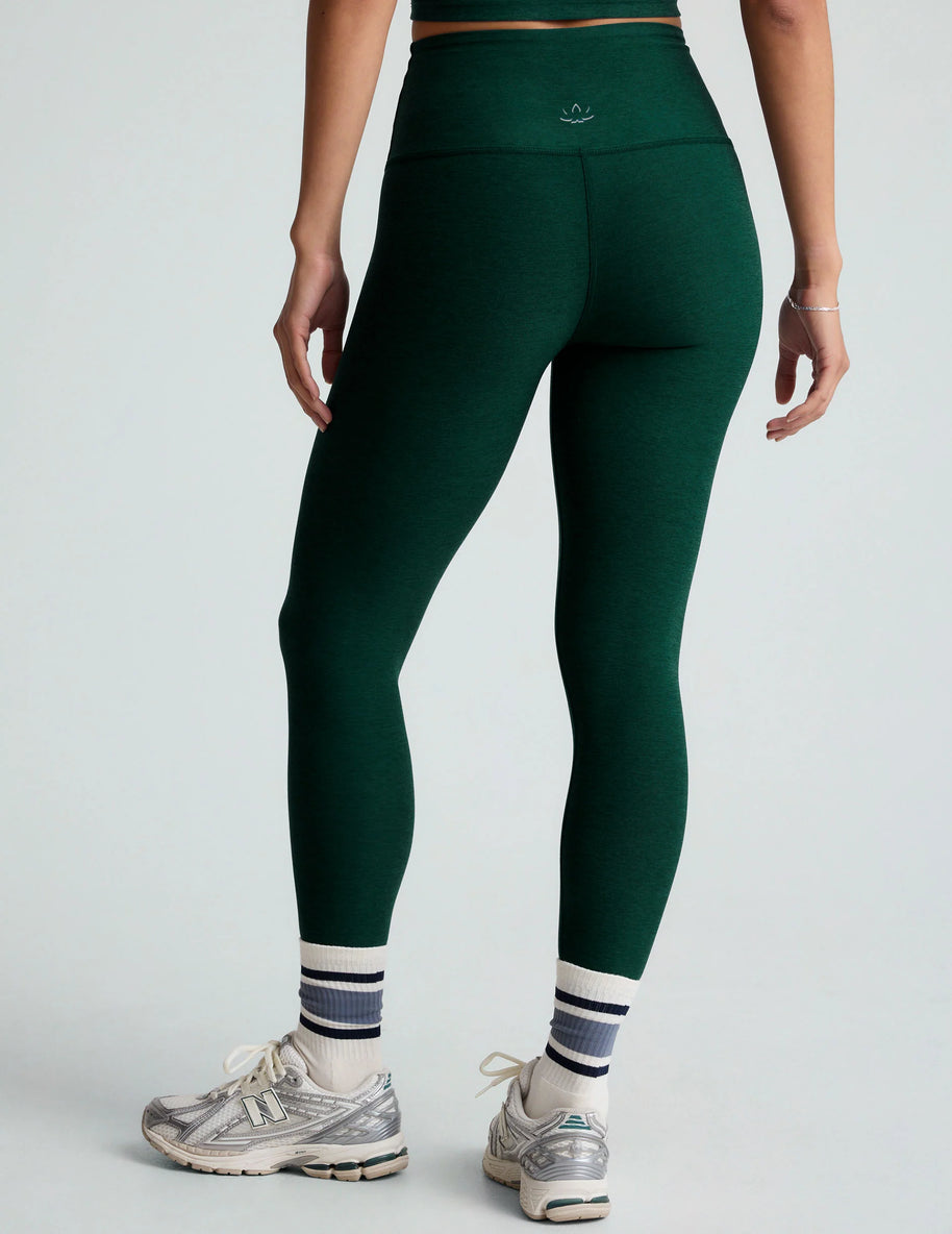 Beyond Yoga Spacedye Caught in The Midi High Waisted Legging in Dark Spruce Green Heather 