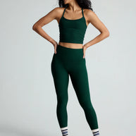 Beyond Yoga Spacedye Caught in The Midi High Waisted Legging in Dark Spruce Green Heather 