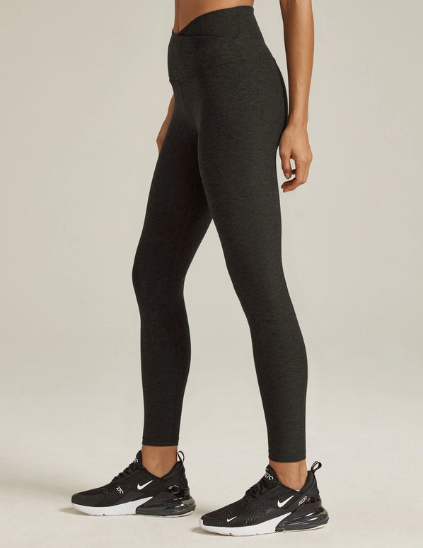 Beyond Yoga Darkest Night Spacedye At Your Leisure High Waisted Midi Legging Black Beyond Yoga Legging 