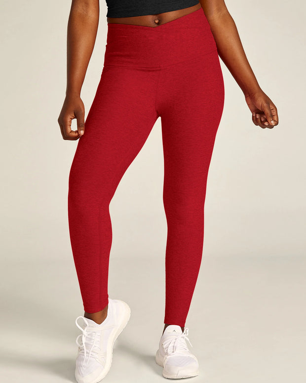 Spacedye at your leisure high waisted leggings ruby red 