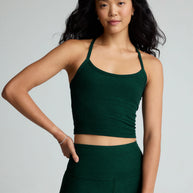 Beyond Yoga Spacedye Slim Racerback Cropped Tank Dark Spruce Green Heather 