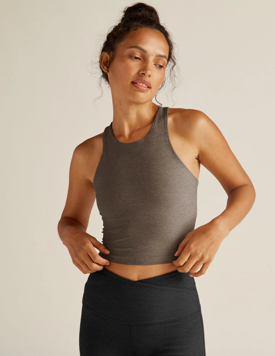 Beyond Yoga Spacedye Refocus Cropped Tank in Soft Umber Heather 