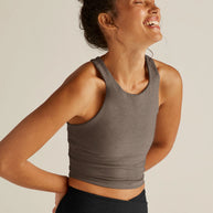 Beyond Yoga Spacedye Refocus Cropped Tank in Soft Umber Heather 