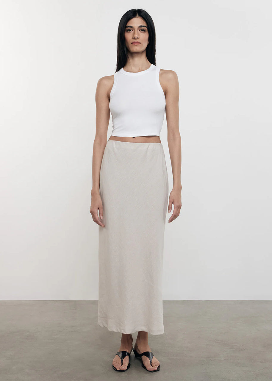 Enza Costa - Silk Ribbed Cropped Tank - White Cropped Tank